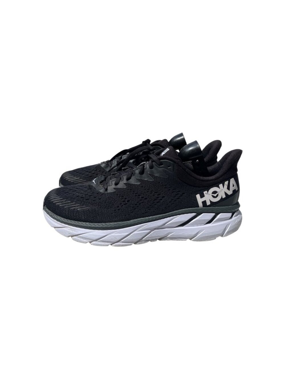 ***SOLD*** Hoka Mens Clifton 7 Running Shoes Black/White Lightweight Breathable